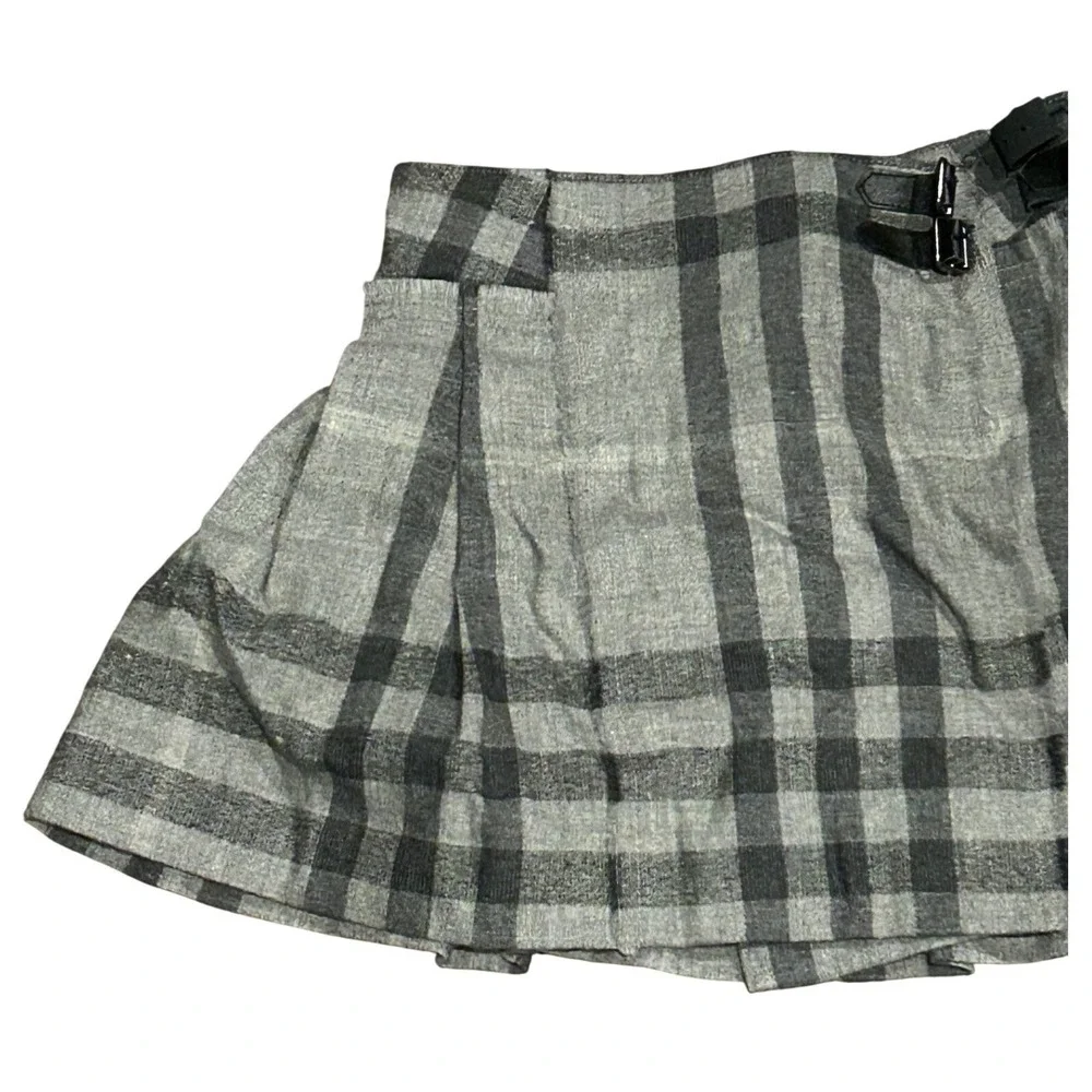 Burberry Children Grey Check Pleated Kilt Skirt Made in Italy 7Y